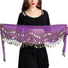 1 pièce Accessoires de danse du ventre, écharpe de hanche de danse du ventre, ceinture de danse, écharpe à nouer à la taille, ceinture de pratique à la taille, chaîne de taille décorée de pièces, cache-ceinture de costume de danse, tenue de danse