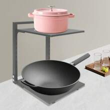 kangten 2 Tier Pot Rack Organizer, Pot And Pan Stand Rack, Countertop/ Under Sink Pot Lid Holder - Grey - View 2