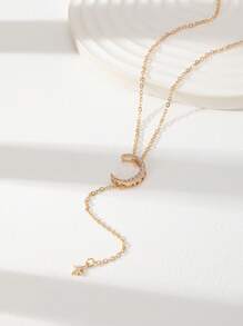 1 Pc Zirconia Moon Star Necklace Minimalist Y Chain Necklaces Jewelry For Women Middle East Star Moon Jewelry