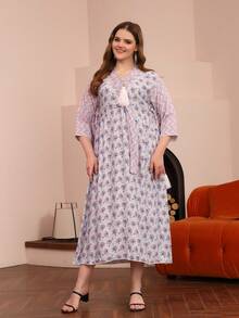 优雅阿拉伯女装 JALABIA2025春夏斋月 - 紫色 - 查看 7