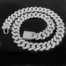 20mm Iced Out Cuban Link Chain Hip Hop Rhinestone Chain Necklace Bling Rhinestone Thick Cuban Link Chain Necklace Luxury Hip Hop Jewelry For Men And Women - 20MM - View 5