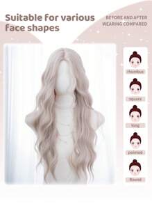 1 Synthetic Heat-Resistant ,Wavy Wigs Pink Wig ,28 Inches Long, Made Of Fiber, Suitable For Daily Use, Natural And Realistic Fake Hair(Excluding Accessories)