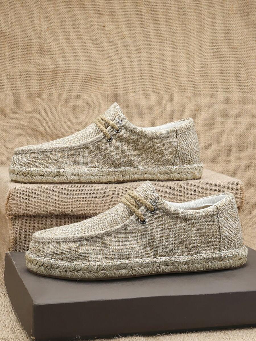 TOLLN 1 Pair Men's Breathable Non-Slip Wear-Resistant Lace-Up Rubber Sole Casual Boat Shoes - Khaki - View 1