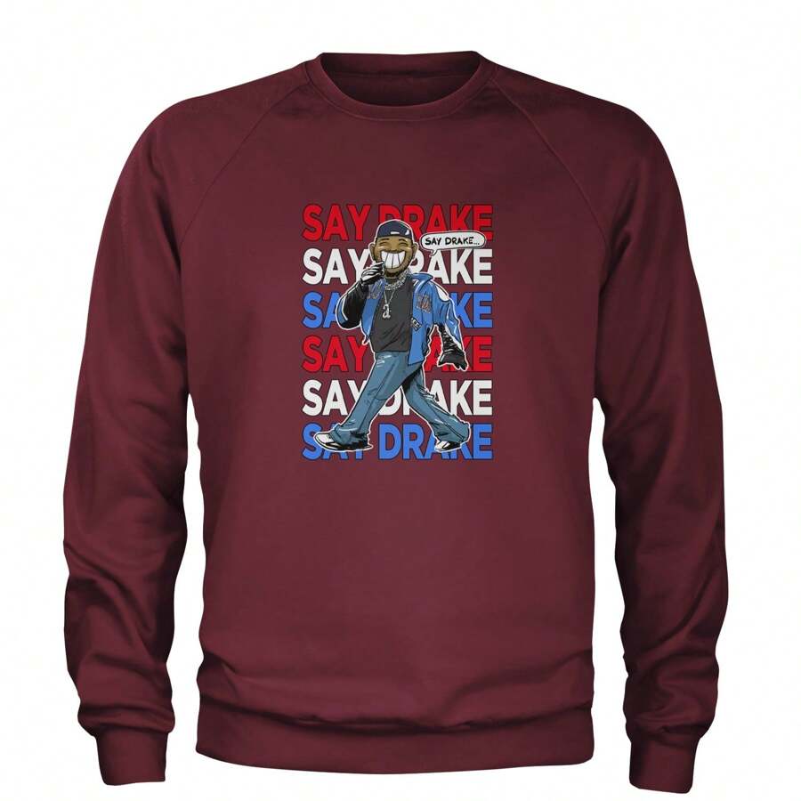 Say Drake Smiling Meme Mustard Adult Crewneck Sweatshirt - Maroon - View 1