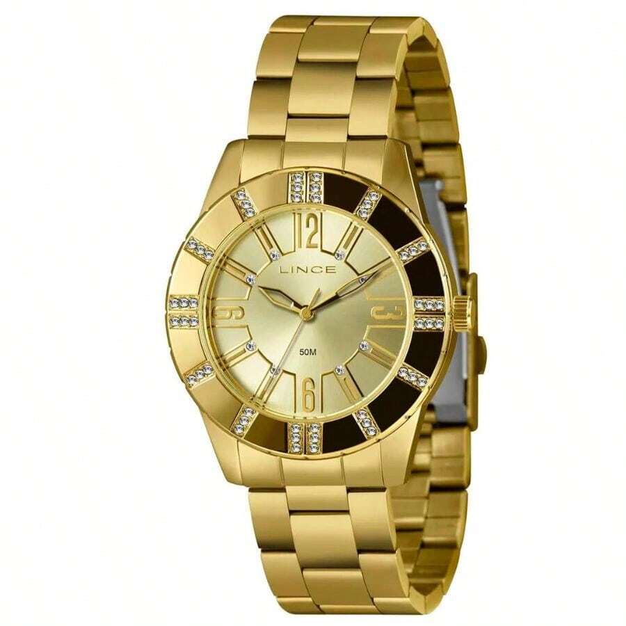 RELÓGIO LINCE DOURADO COM CRISTAIS LRG4732L40 C2KX