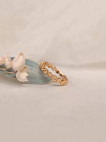 1 件甜美清新 925 纯银镀金雏菊花戒指，送给女朋友的礼物 - 金色 - 查看 2