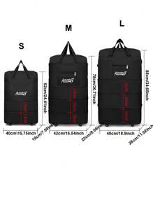 1PC Waterproof Large-Capacity Folding Air Check-In Bag Travel Bag Large-Capacity Luggage Bag Women's Storage Bag Outgoing Handbag With Wheels Universal Wheel Folding Expansion Luggage Bag Air Check-In Bag Overseas Study Moving Travel Bag Bag For School School Accessories School Stuff - Black - View 2