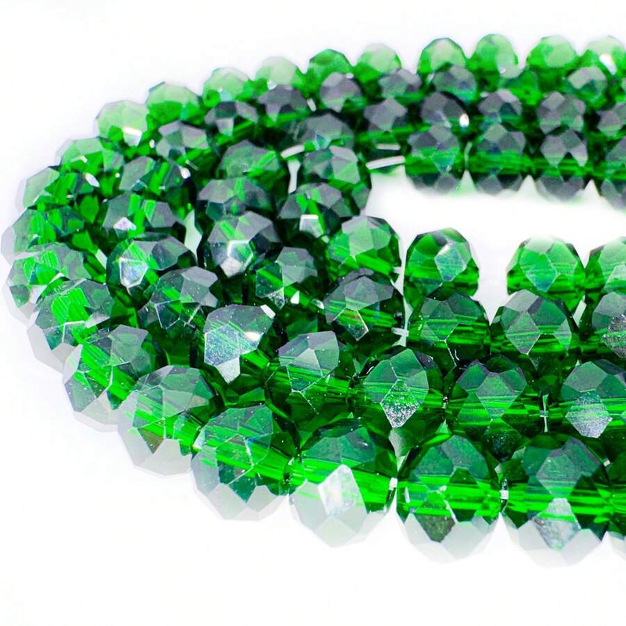 4/6/8 mm Perles plates facettées en cristal d'Autriche vert foncé pour la réalisation de boucles d'oreilles, bracelets, colliers, artisanat de fabrication de bijoux - Vert - Voir 1