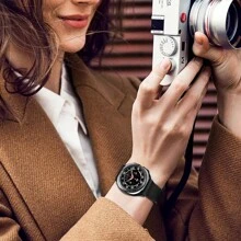 Magnetic Leather Watch Band Compatible With Samsung Galaxy Watch Ultra 47mm (2024) Magnetic Buckle Design Adjustable Classic Wristbands Accessories Replacement Straps For Men And Women - Black - View 4