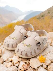 Infant Girls Sandals Summer Shoes Outdoor First Walker Toddler Girls Shoes For Summer Elegant White Embroidery