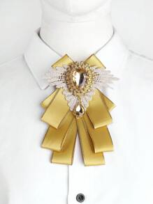 1pc Men's Fashionable Yellow Bowtie Neck Tie, Suitable For Evening Occasions - Yellow - View 3