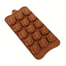 1pc Rose Silicone Cube Mold, Rose Chocolate Candy Baking Mold, For Making Cookies, Ice Cubes, Gummies, Etc. - Brown - View 5