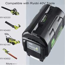 2-Pack 40V 8.0Ah Lithium-Ion Battery Replacement For Ryobi RBL1820G, OP440, OP4050A, OP40601, OP4060A1, OP40602, OP4201 Portable Rechargeable Battery - 黑色 - 查看 6