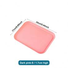 1 Pc Rectangular Tray, Small Size (6*9 Inches), Plastic Dining Plate, Kindergarten, Home Use Cup Saucer, Tea Tray, Catering, BBQ Plate, Kitchen Supplies - Pink - View 9