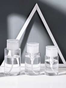 1pc 60ml/80ml/100ml Nail Art Press Bottle, Alcohol Nail Polish Remover Cleansing Water Refillable Bottle, Large Capacity Makeup Remover Empty Bottle Containers For Cosmetics