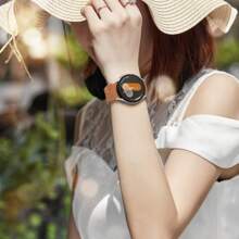 20mm Wacth Strap Compatible With Samsung Galaxy Watch Band 7, 6, 5, 4, Ultra,And FE, 40mm 43mm 44mm 45mm 46mm 47mm,No Gaps Engraved Printed Two-Tone Silicone Strap For Hua Wei Series For Xiao Mi Mi Band Watch Belt,Silicone Strap Suitable For Entertainment,Parties,Walks And Other Gift,Men Women - (Brown + Milk Tea) Silver Buckle - View 3