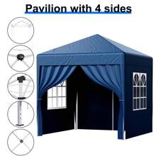 LOEFME 2m X 2m Pop Up Heavy Duty Gazebo With Sides & Carry Bag, Marquee Garden Party Tent Outdoor Waterproof And Rainproof - Blue - View 8