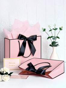 1/2/3sets, Large Paper Gift Bags - Comes With Tissue Paper And Greeting Cards - Valentine's Day Gift Bags - Portable Gift Bags With Handles - (Suitable For Women's Bridesmaids, Birthdays, Valentine's Day, Wedding Parties, Graduation Ceremony, Mother's Day)