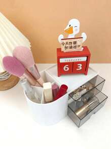 Caja de almacenamiento de maquillaje de gran capacidad con 2 cajones, adecuada para tocador, baño y escritorio de dormitorio, organizador de maquillaje para brochas, sombras de ojos, loción, lápiz labial, esmalte de uñas - Blanco