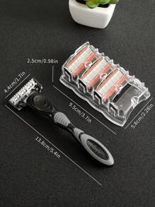 Men's And Women's Manual Safety Razor Shaving Razor With 5-Layer Stainless Steel Removable Shaving Blade And Replaceable Shaving Head For Shaving And Shaving - Black - View 2