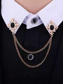 1 件装复古十字流苏链胸针领针男士衬衫领夹配饰欧美风格适合男士衬衫 - Cross - 查看 12