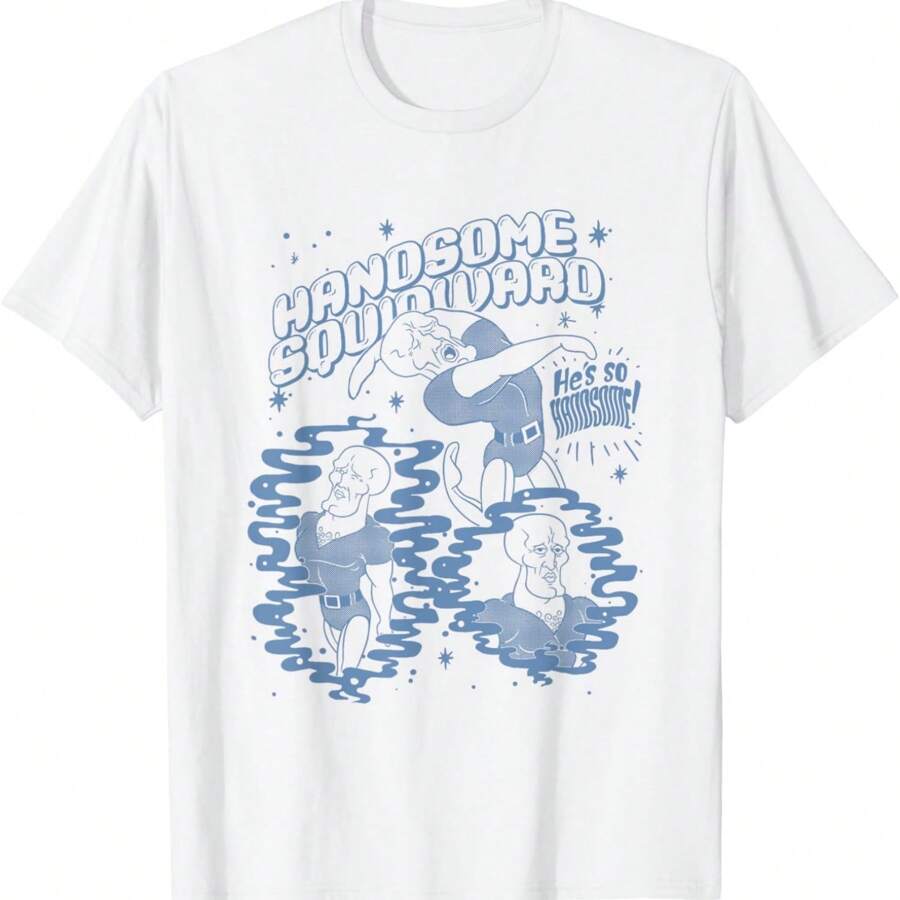 Handsome Squidward Vintage Logo T-Shirt - White - View 1