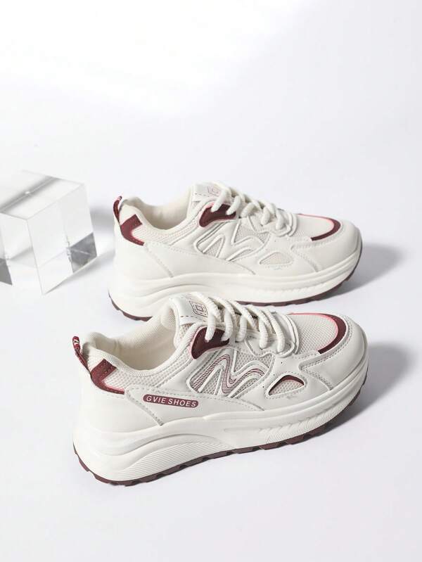 Women's Comfortable Lightweight Casual Non-Slip Athletic Chunky Sneakers In White