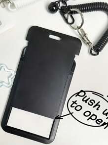 5个装可伸缩证件卡套，带铃铛和星星装饰，多功能卡包，带钥匙扣，适用于公交卡、校园卡、身份证、信用卡，耐用塑料保护套，带滑动盖和挂绳，适用于学生证、餐卡、公共交通卡和地铁卡，硬质卡套，证件套（5种颜色可选）