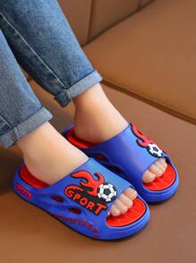 儿童夏季室内外休闲拖鞋，舒适防滑，软底，PVC鞋底，家居拖鞋 - 藍色 - 查看 3