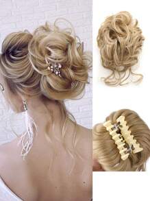 Pièce de chignon désordonné, chouchou, extension de cheveux pour chignon ébouriffé, queue de cheval bouclée et ondulée, chignon synthétique pour femmes et filles, mariage
