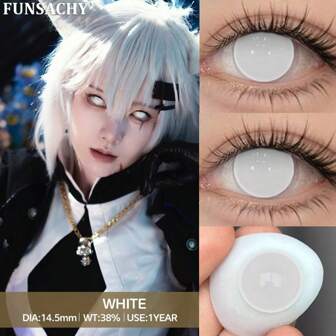 FUNSACHY 1副彩色Cosplay隐形眼镜，适合动漫Cosplay眼睛，彩色软镜片，时尚粉色隐形眼镜，绿色美瞳，年度红色镜片
