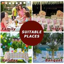 eluckya Rectangular Checkered Tablecloth, Stain-Resistant And Wrinkle-Resistant Washable Polyester PVC Tablecloth, Suitable For Table Decoration, Kitchen Decoration, Wedding Party, Autumn Picnic, Halloween Decoration, Christmas Decoration, Restaurant Tablecloth - 淡雅小格(淺綠) - 查看 8