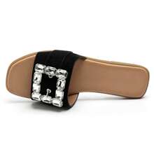 Slippers With Decorative Buckle And Ergonomic Insole - Black - View 5
