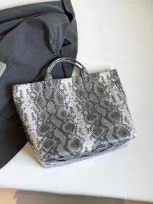 Stylish Snakeskin Vintage Large Capacity Tote Bag, Chic Solid Color Crocodile Pattern Handbag, Suitable For Women's Office, Commute, Laptop, Shopping, Travel,Unisex Large Size Shoulder Bag