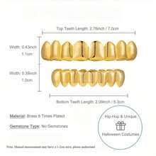 THATBOY 2 peças de acessórios de rapper hip-hop, grelhas de dentes banhadas a ouro 18k, grelhas personalizadas para uso diário e Halloween, adequadas para homens e mulheres