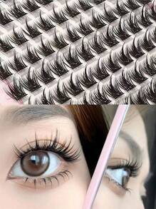 120 piezas Racimos de pestañas DIY Extensiones de pestañas en racimos Pestañas postizas individuales wispy C D Rizado 8-13mm Racimos de pestañas gruesas y esponjosas