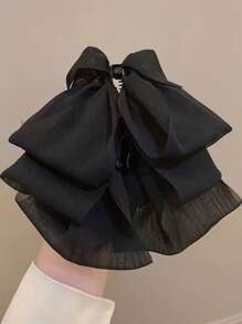 1/3 Pcs French Vintage Style Bow Decor Fashion Chiffon Banana For Women, Hair Accessories For Daily Use