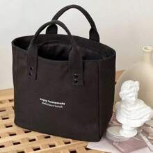 Túi tote vải canvas màu trơn cầm tay, túi đựng đồ ăn trưa phong cách Nhật Bản, dễ mang theo khi đi làm, hẹn hò, đi dã ngoại, sinh viên, thời trang và đa năng, nhẹ, túi đi học phong cách nghệ thuật cho thanh thiếu niên, túi đựng sách cho phụ nữ hoặc sinh viên, hoàn hảo để đựng sách, mua sắm, trở lại trường và nhiều hơn nữa - Nhiều màu - Xem 5