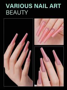 Baoke 288pcs/12 Different Shapes Reusable Nail Film Duckbill Paperless Tray Extension Nail Mold Pointed 3D Design Rectangular False Nails Almond Tip Nail Coffin Mold Set In Box Summer Spring Nails Press On - Clear - View 8