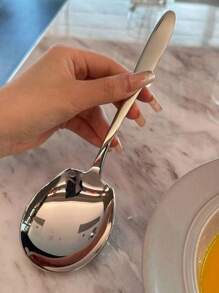 5支装不锈钢长柄餐勺，适用于酒店自助餐、家庭用餐和厨房，加厚大号餐勺，圣诞礼物 - 銀色 - 查看 7