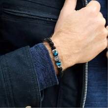 Natural Crystal Crown Lion Head Bracelet Luxury Tiger Eye Stone Bead Bracelets Jewelry