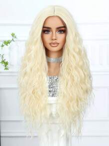 High Quality Fluffy Women's Wig Gold 28 "Mid-Length Curly Wig Synthetic Heat Resistant Fiber Perfect For Holiday Travel Family Party Cosplay Everyday Wear