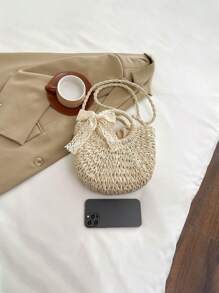 女孩度假风格抽绳扣单肩斜挎包