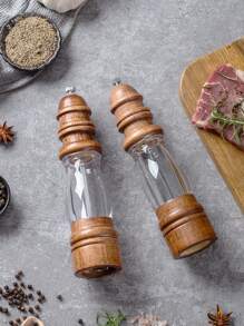 1PC/2PCS/3PCS 优质实木手动胡椒研磨器 - 适合黑胡椒、花椒和海盐 - 适合家庭和餐厅使用的理想厨房小工具 - 棕色 - 查看 6