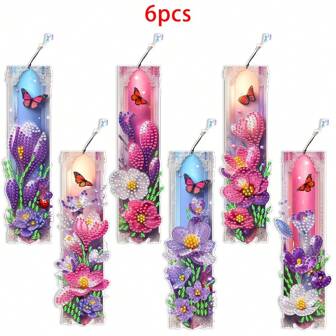 6pcs/Set Rhinestone Painting Bookmarks For Spring, New School Supplies, Suitable For Beginners, DIY Craft Gift, Butterfly & Floral Patterns For Mother's Day, Crystal Pendant