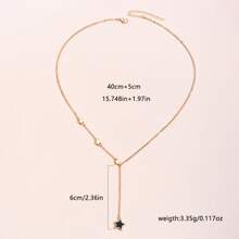 1pc Oil Drop Five-Pointed Star Y-Shaped Pendant Alloy Chain Necklace Choker - Necklace - View 4