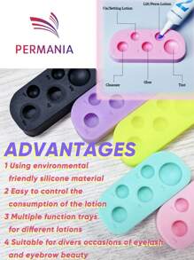 PERMANIA Lash Lift Silicone Tray, Rapid Eyelash Eyebrow Lifting Tray, DIY Tint Mixing Tool For Perming Lashes At Home Salon Usage Brow Lamination Tool, Easy To Clean And Reusable, 5 Function Container - Multicolor - View 2