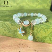 1 pieza Pulsera para niña marca Finess color rosa, pulsera hecha a mano con cuentas con diseños lindos de animales, océano y estrellas, adecuado para niños de 3 a 6 años, regalo de joyería de juguete colorida