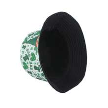 Cartoon Leprechaun Clover Print Reversible Bucket Hat, Fashionable Unisex Sun Protection Hat For Street Wear