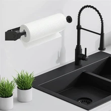 1pc Matte Black Kitchen Under Cabinet Paper Towel Holder - Punch Free Wall Mount With Damping And Adhesive For Easy Installation,Tissue Box Holder,Napkin Holder,Festival Family Gathering,Kitchen Dining Table DecorFor Home Kitchen Bedroom Living Room Dining Room, Home Decoration Accessories, Decorative Box,Women Wedding Gift,Summer Travel Holiday Festival Must-Have